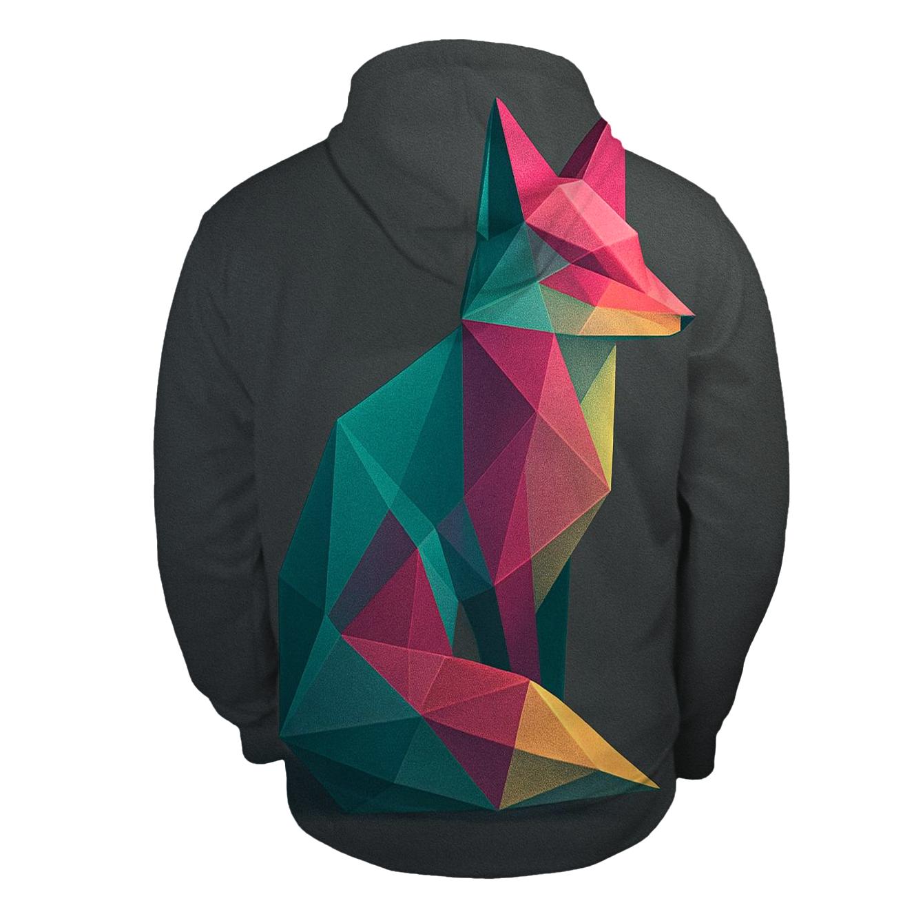 Chromatic Prism Fox embroidered hoodies