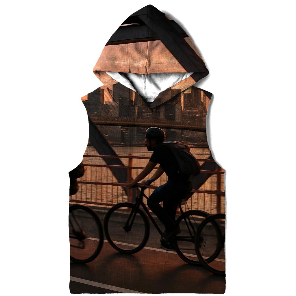 Sunset Bicycle Ride Across The Williamsburg Bridge printed hoodies