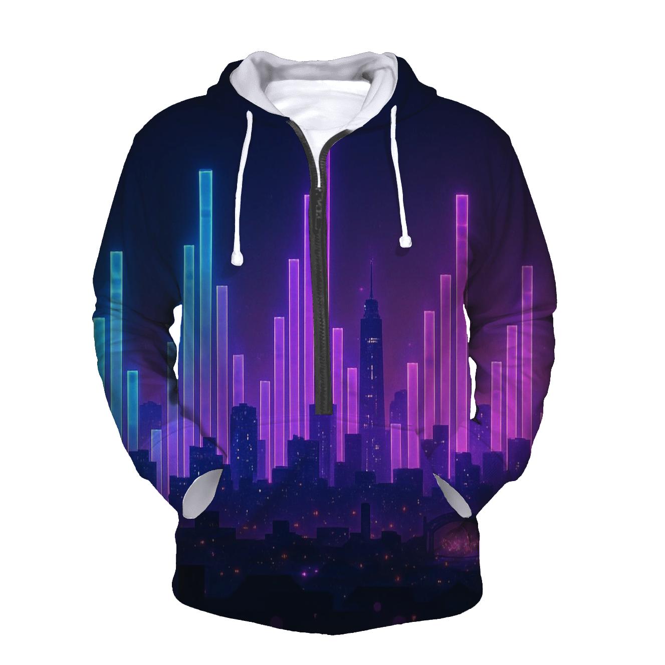 Neon Equalizer Skyline embroidered hoodies
