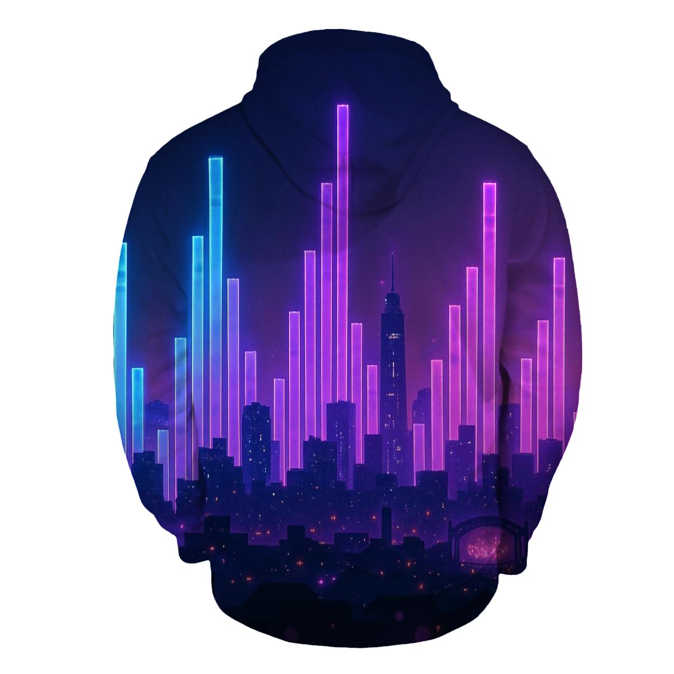 Neon Equalizer Skyline embroidered hoodies
