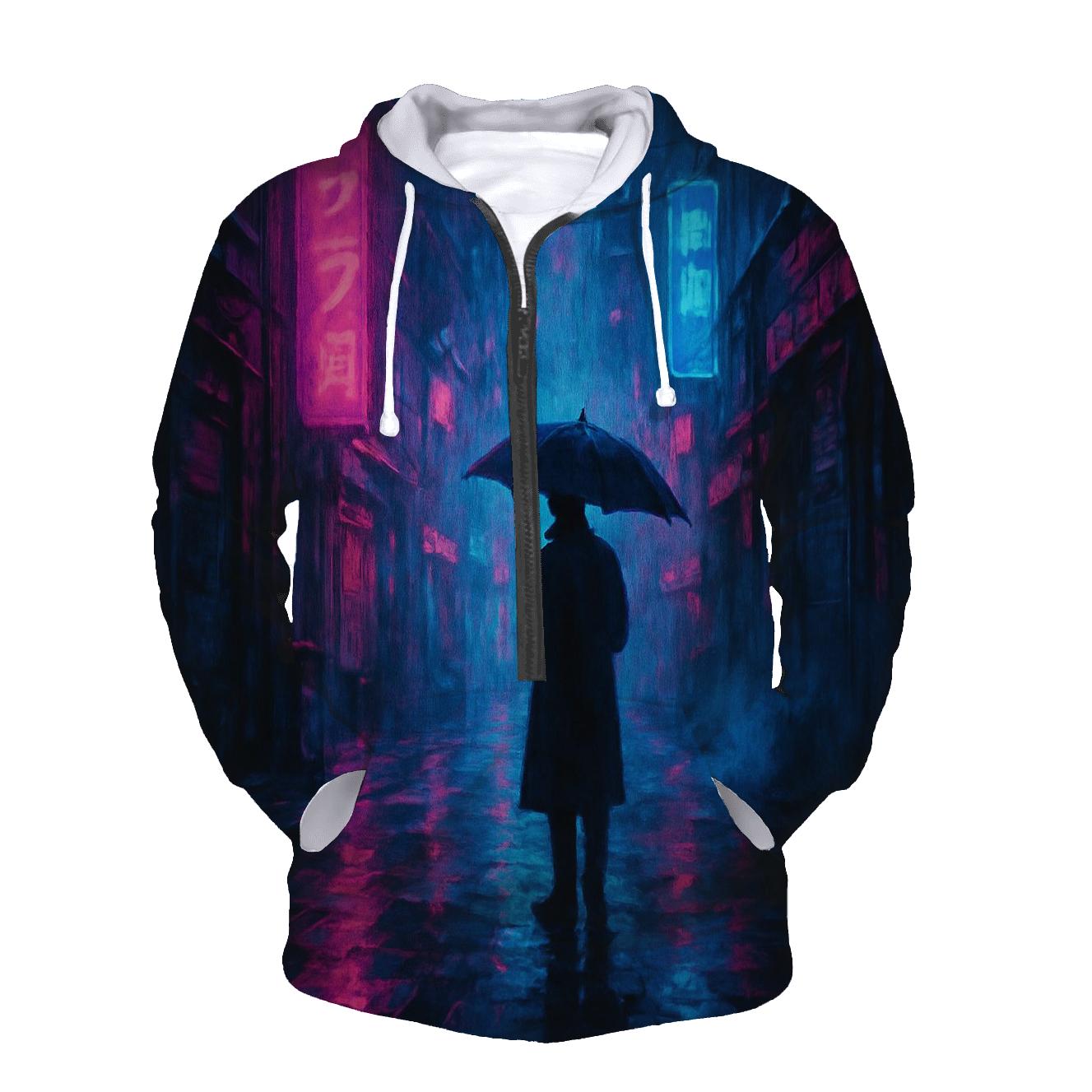 Neon Rain Alley printed hoodies