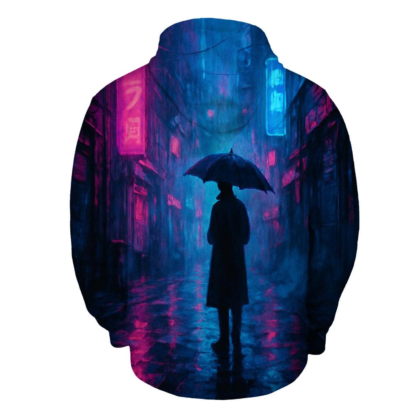 Neon Rain Alley printed hoodies