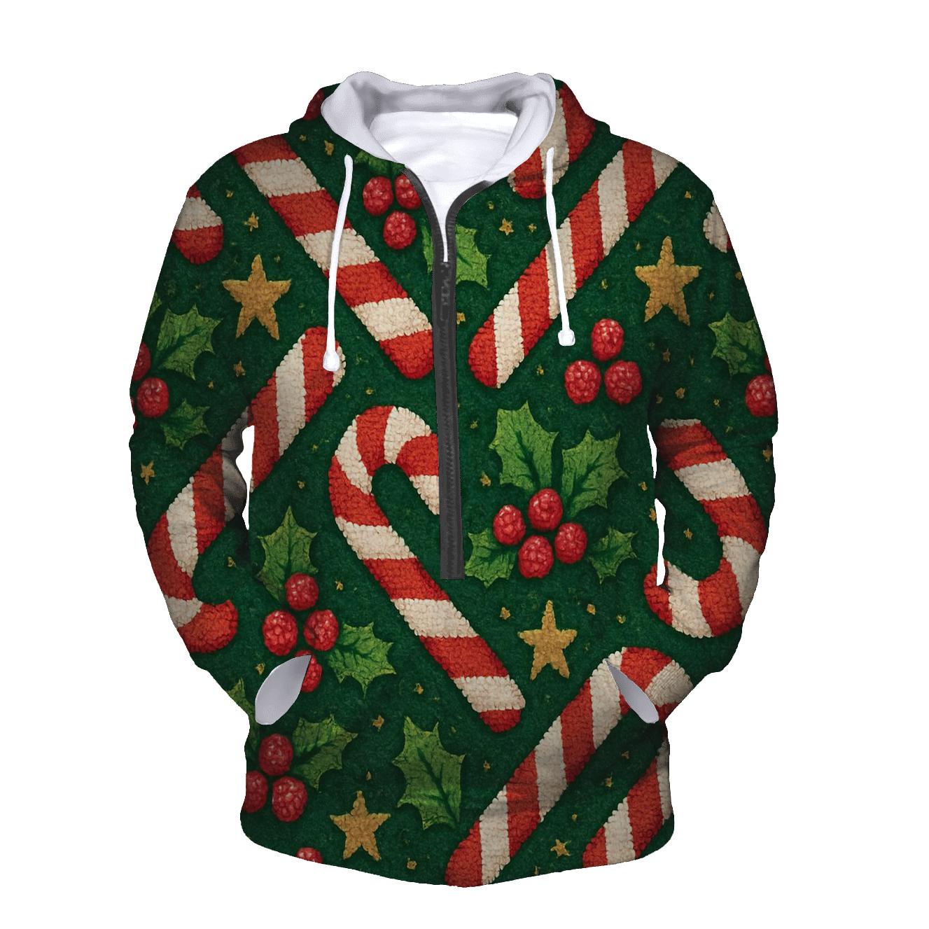 Kitschy Candy Cane Herringbone Design hoodies fashion