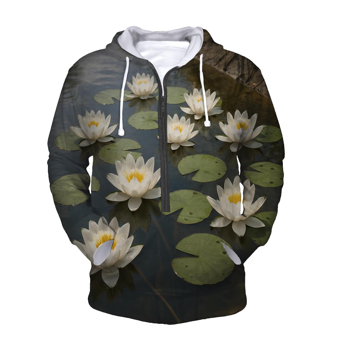 Riverbank Water Lily Survey designer hoodies