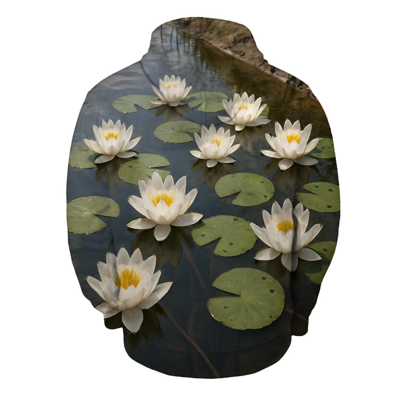 Riverbank Water Lily Survey designer hoodies