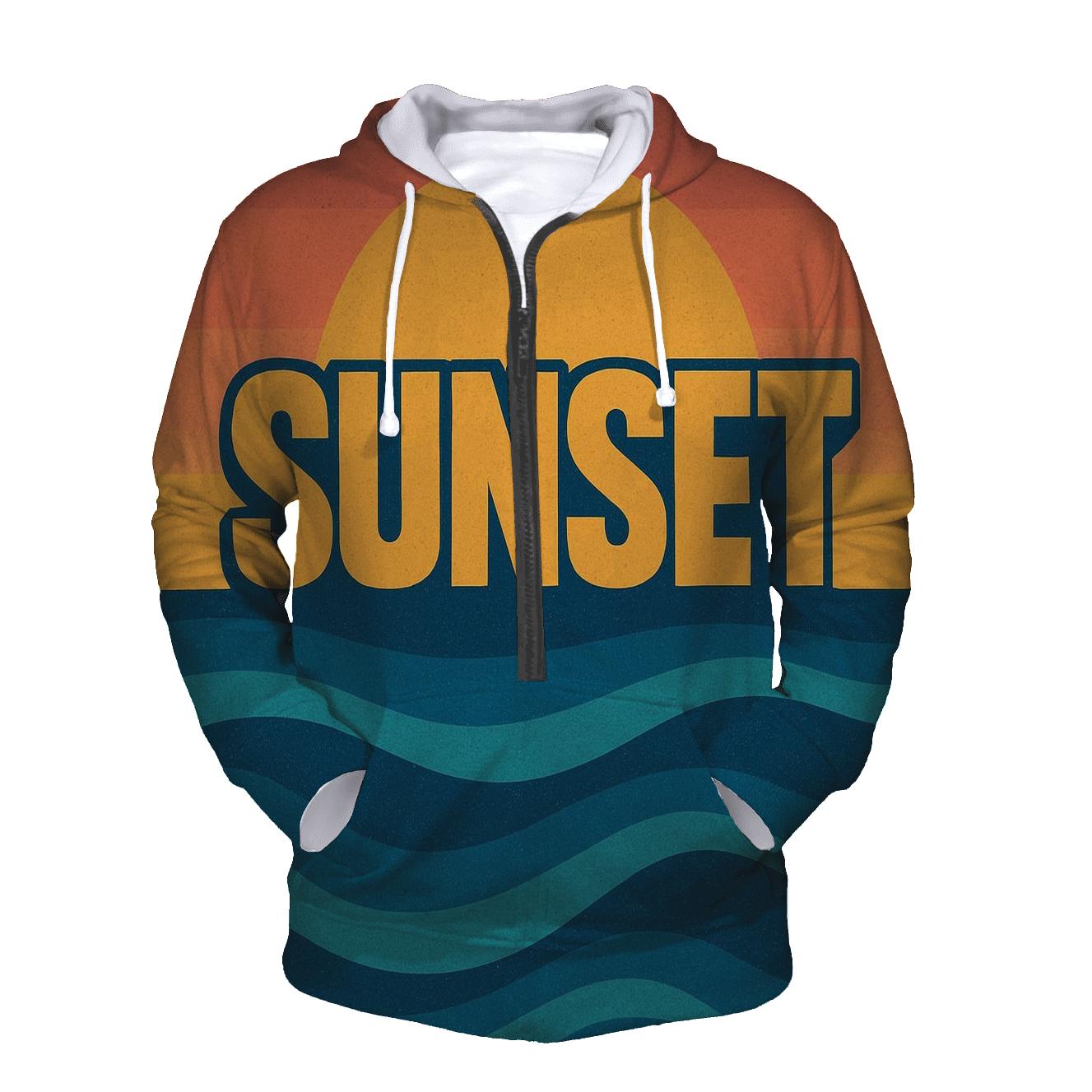 Retro Wave Surf embroidered hoodies