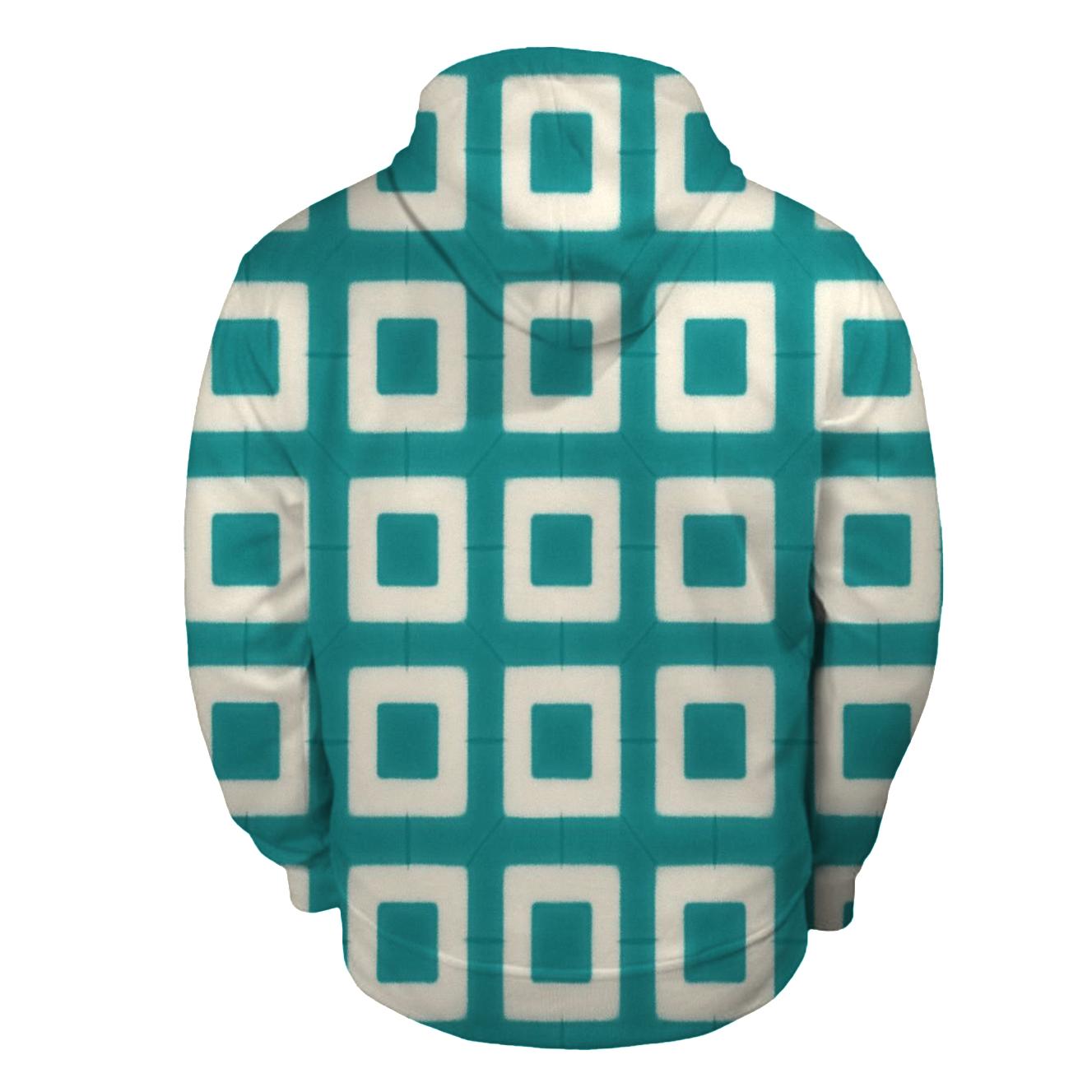 Teal Itajime Grid printed hoodies