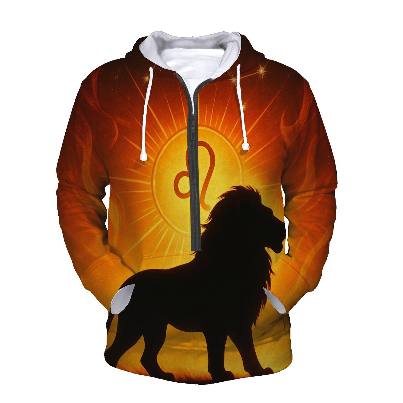 Leo Solar Flare Lion Artwork embroidered hoodies