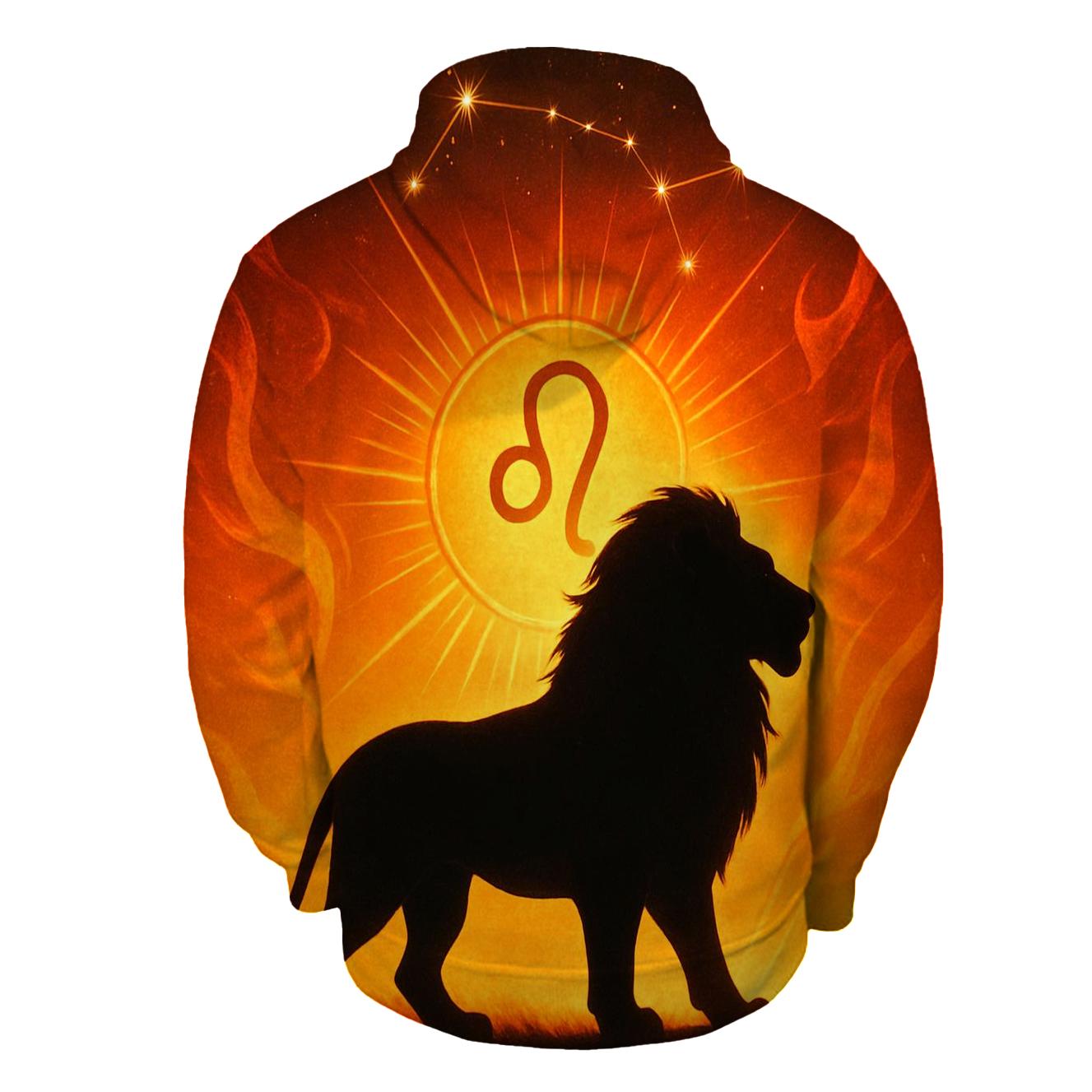 Leo Solar Flare Lion Artwork embroidered hoodies