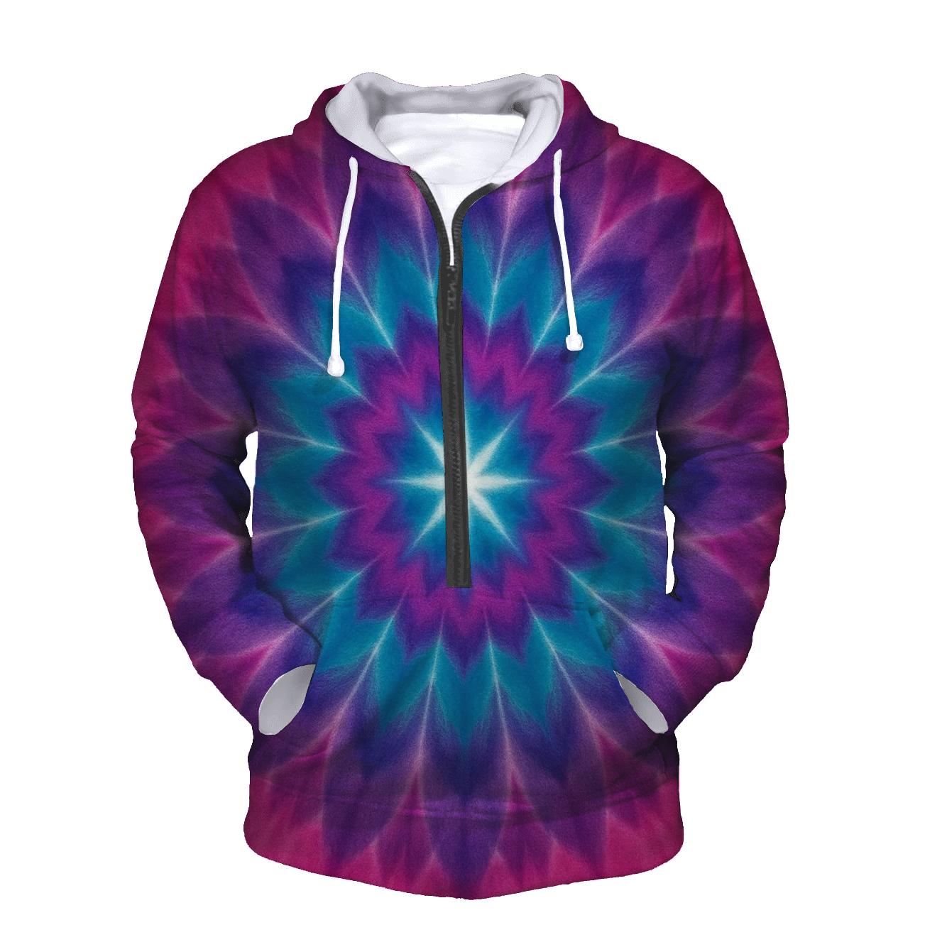 Mandala Sunburst Magenta printed hoodies