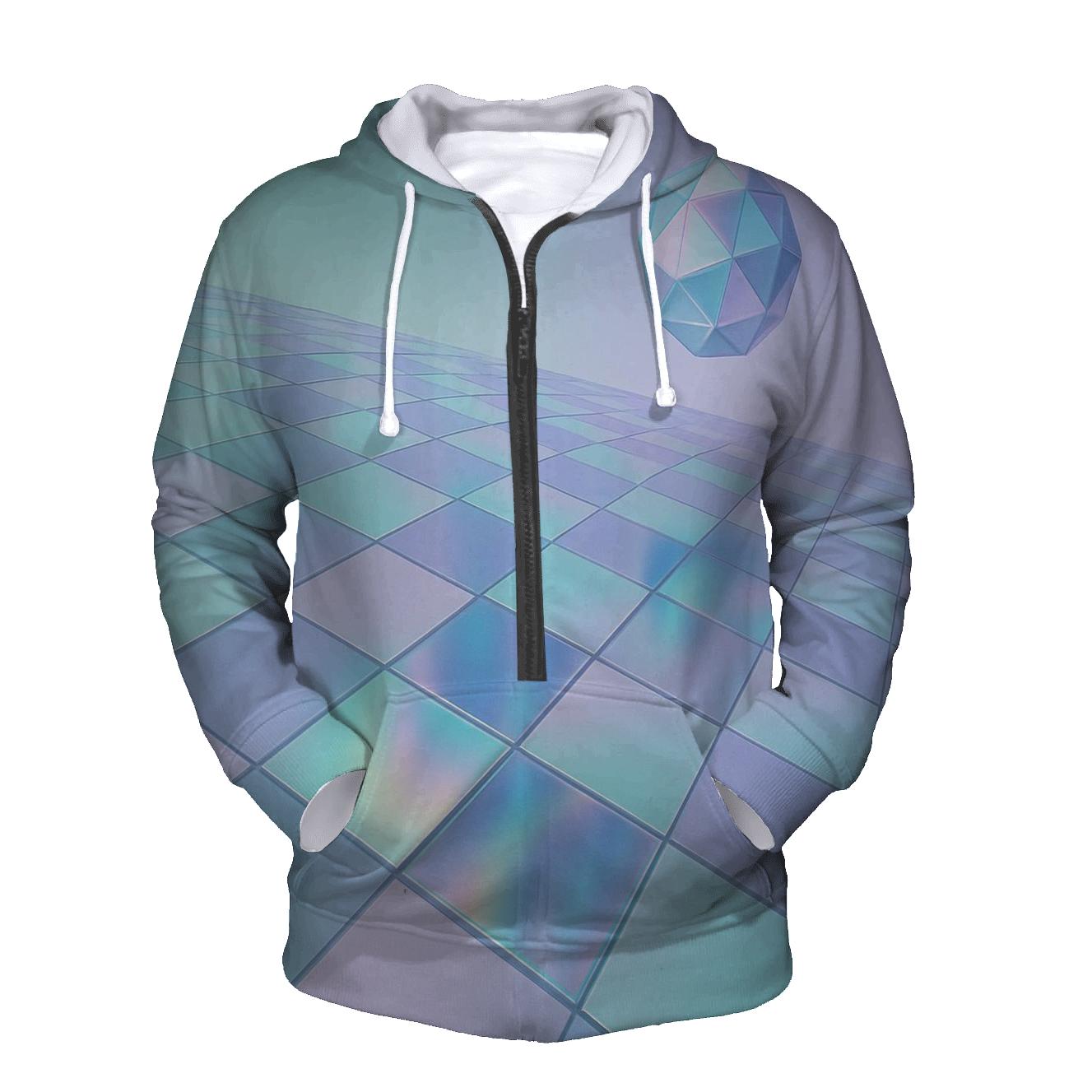 Hologram Checkerboard printed hoodies