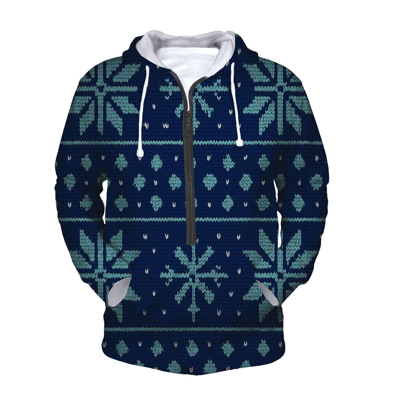 Festive Snowflake Brickwork Design embroidered hoodies