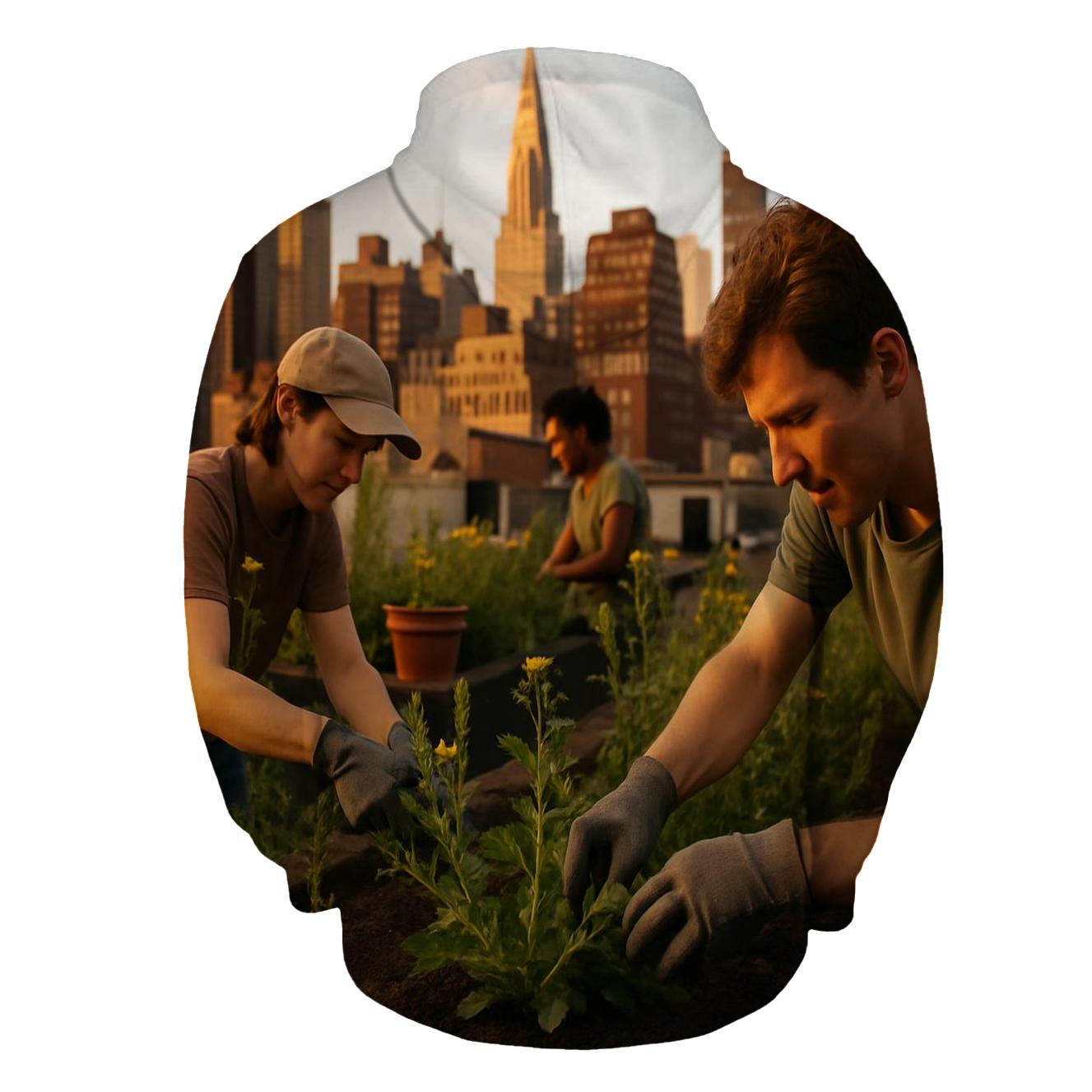 Rooftop Garden Overlook At Golden Hour hoodie designs