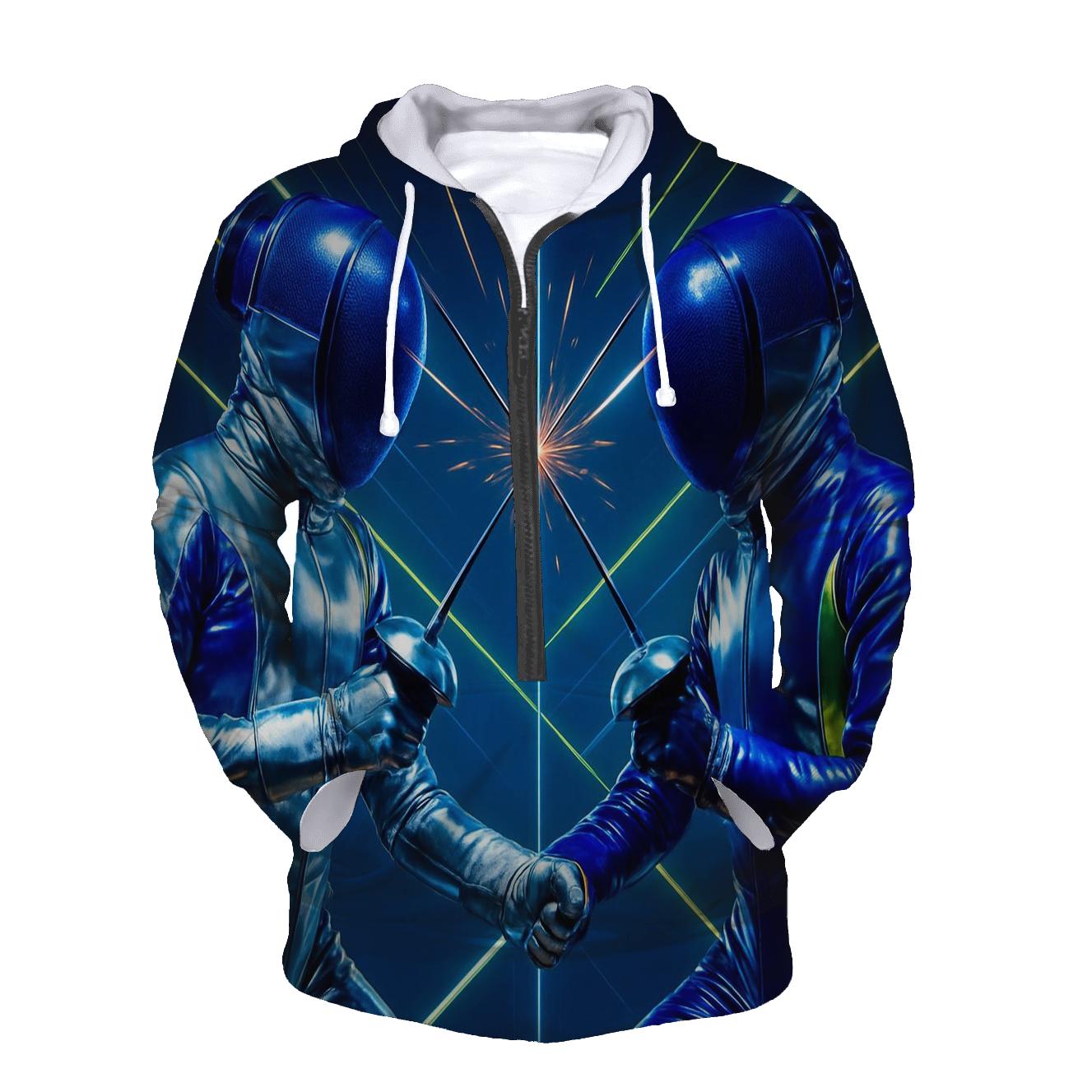 Futuristic Fencing Duel pullover hoodies