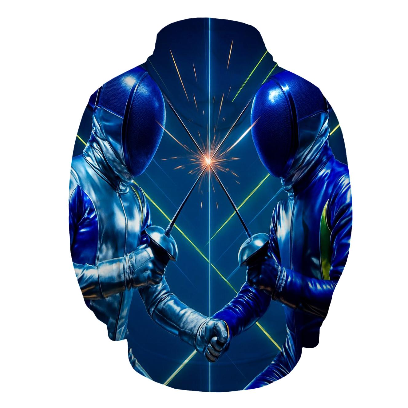 Futuristic Fencing Duel pullover hoodies