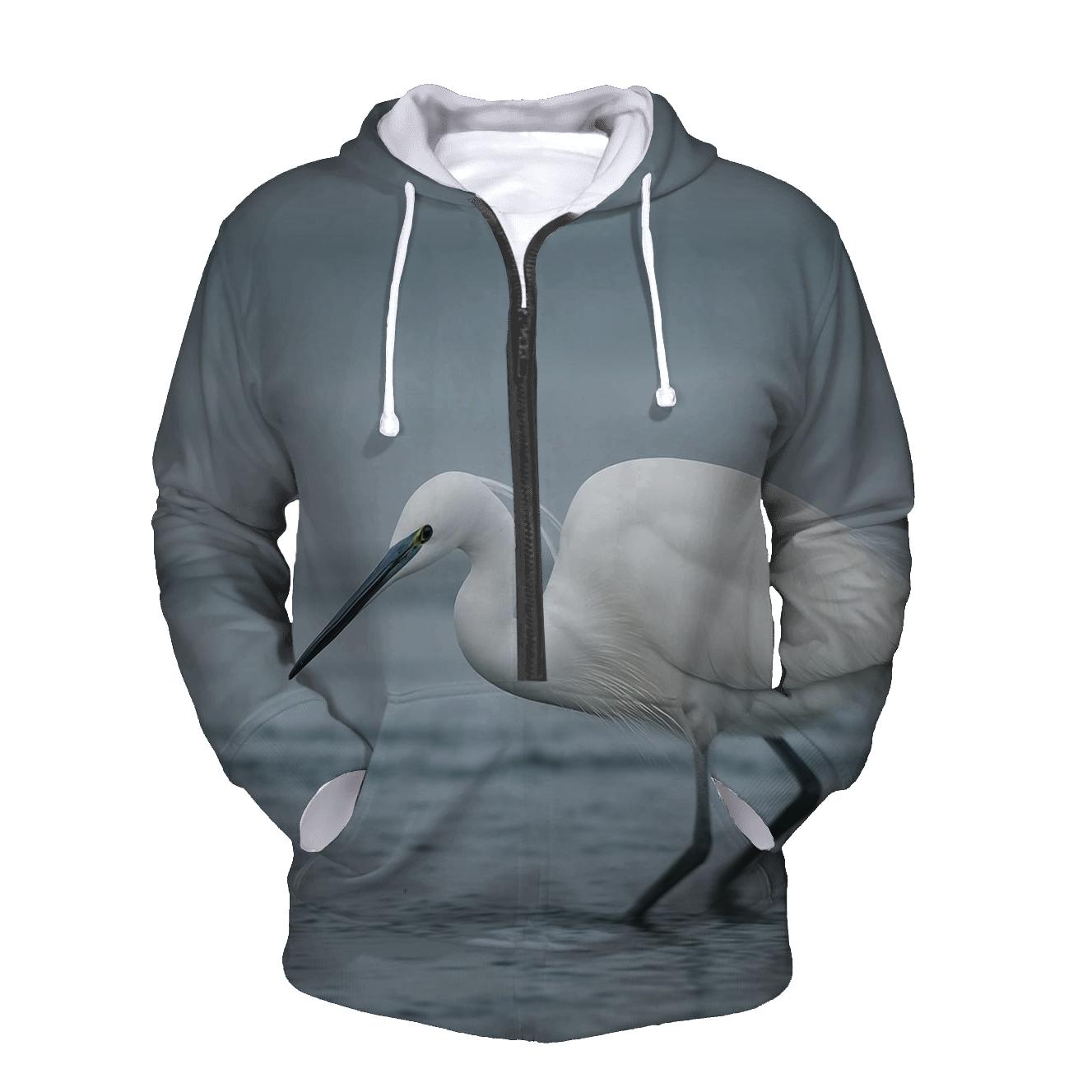 Wader Sweep — Little Egret pullover hoodies