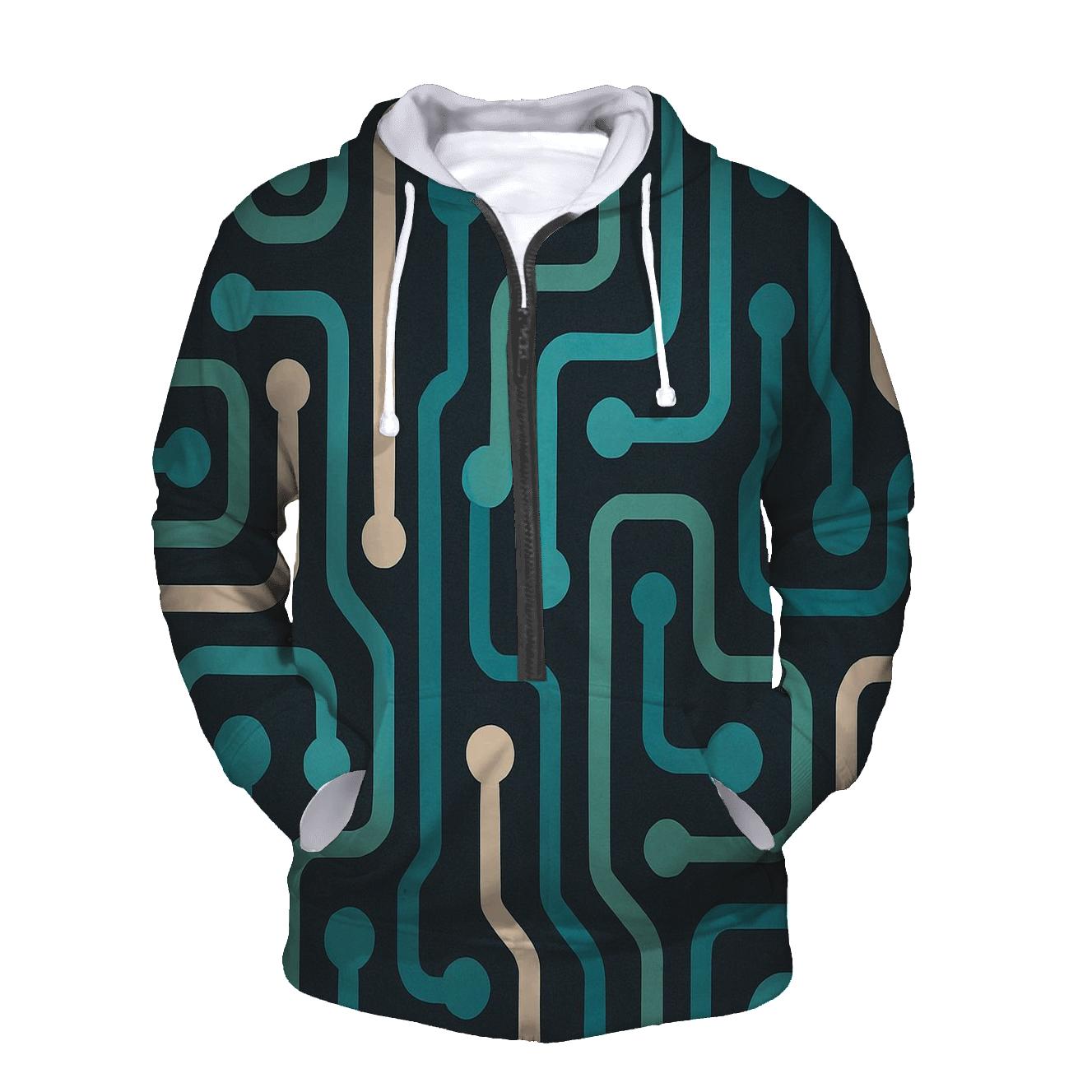 Aqua Retro Tech Lines premium hoodies