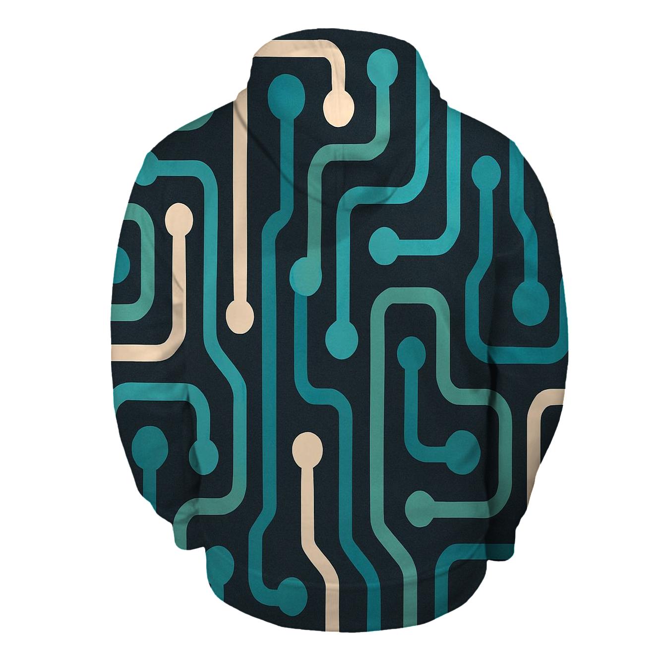 Aqua Retro Tech Lines premium hoodies