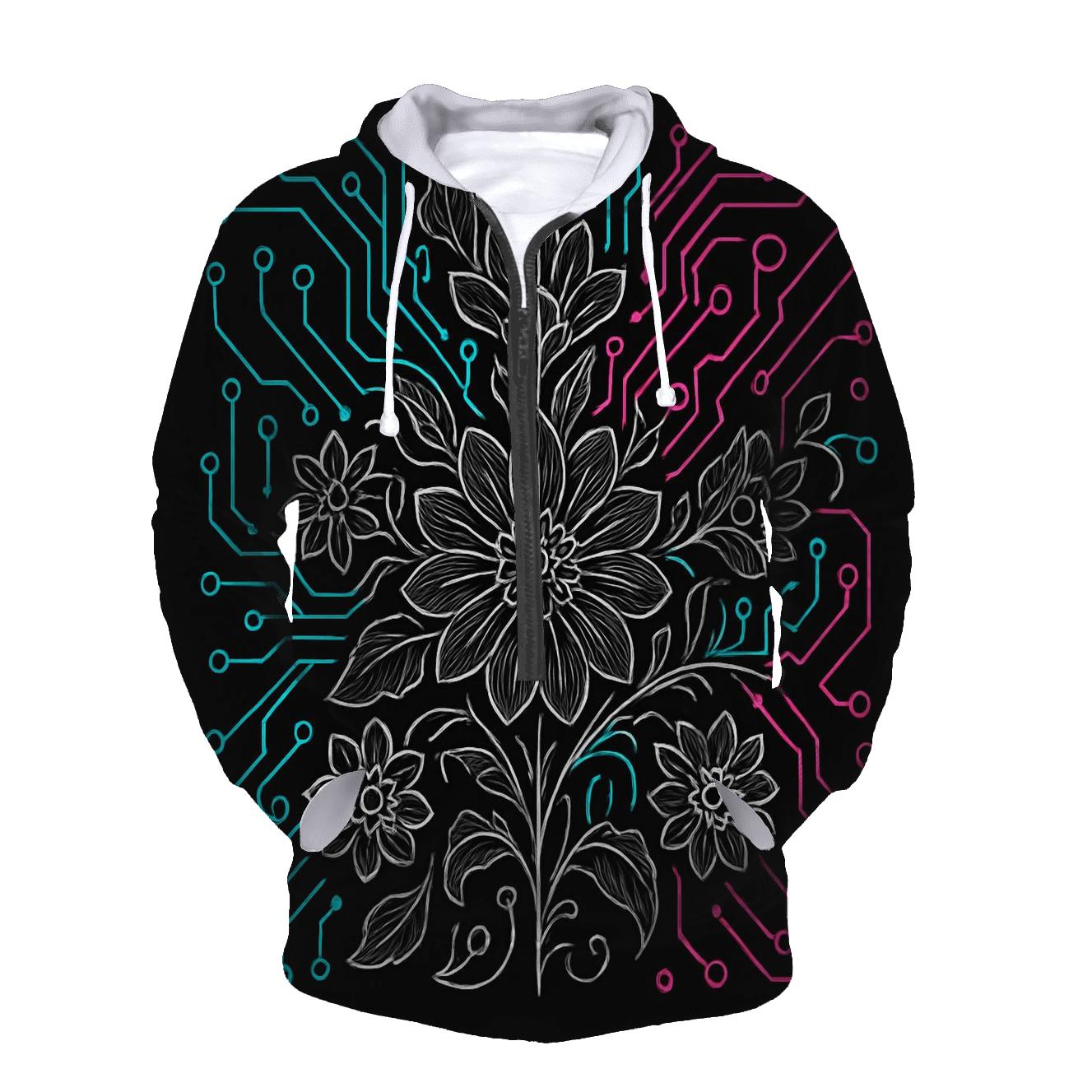 Abstract Circuit Bloom lightweight hoodies