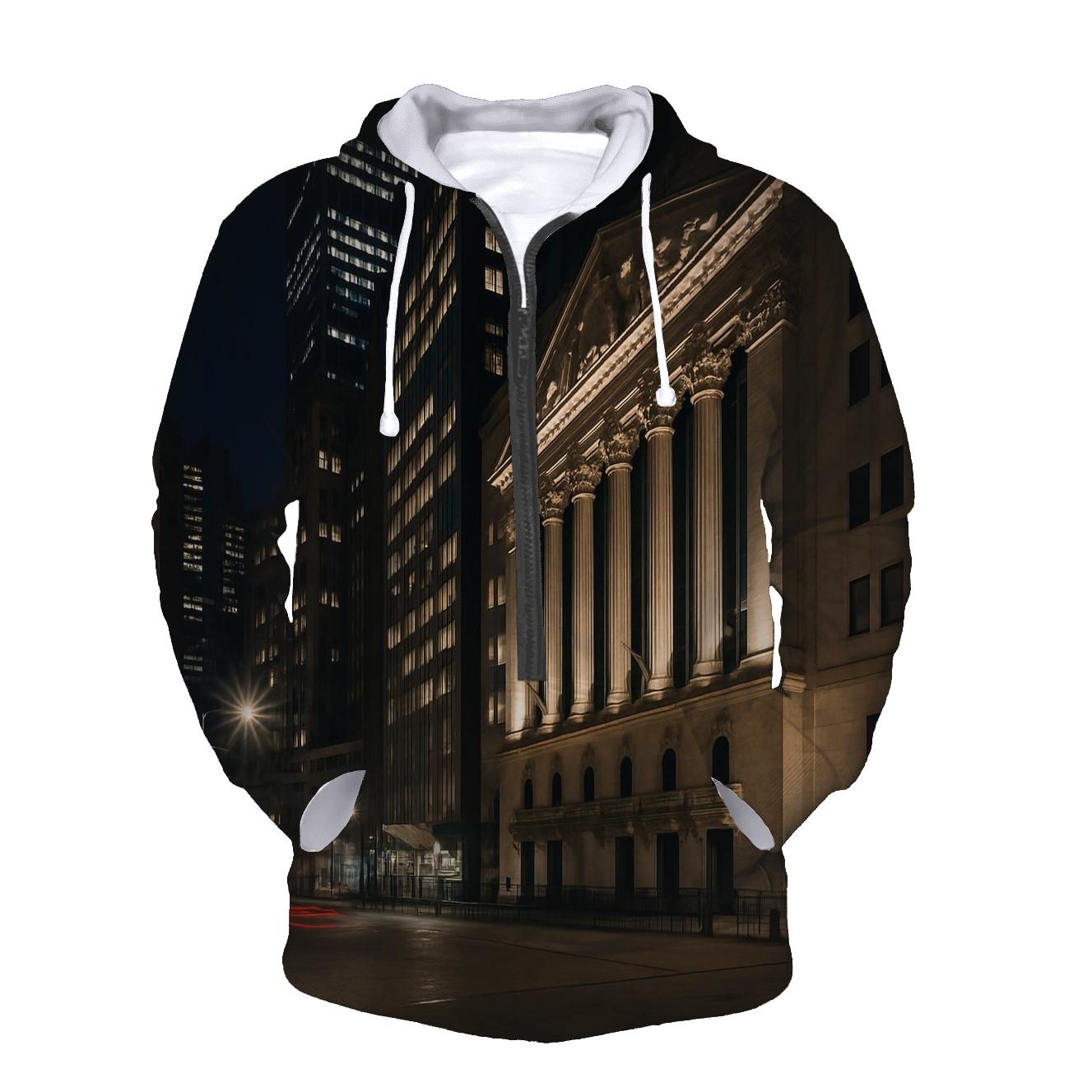 Midnight Architectural Study Of Financial District lightweight hoodies