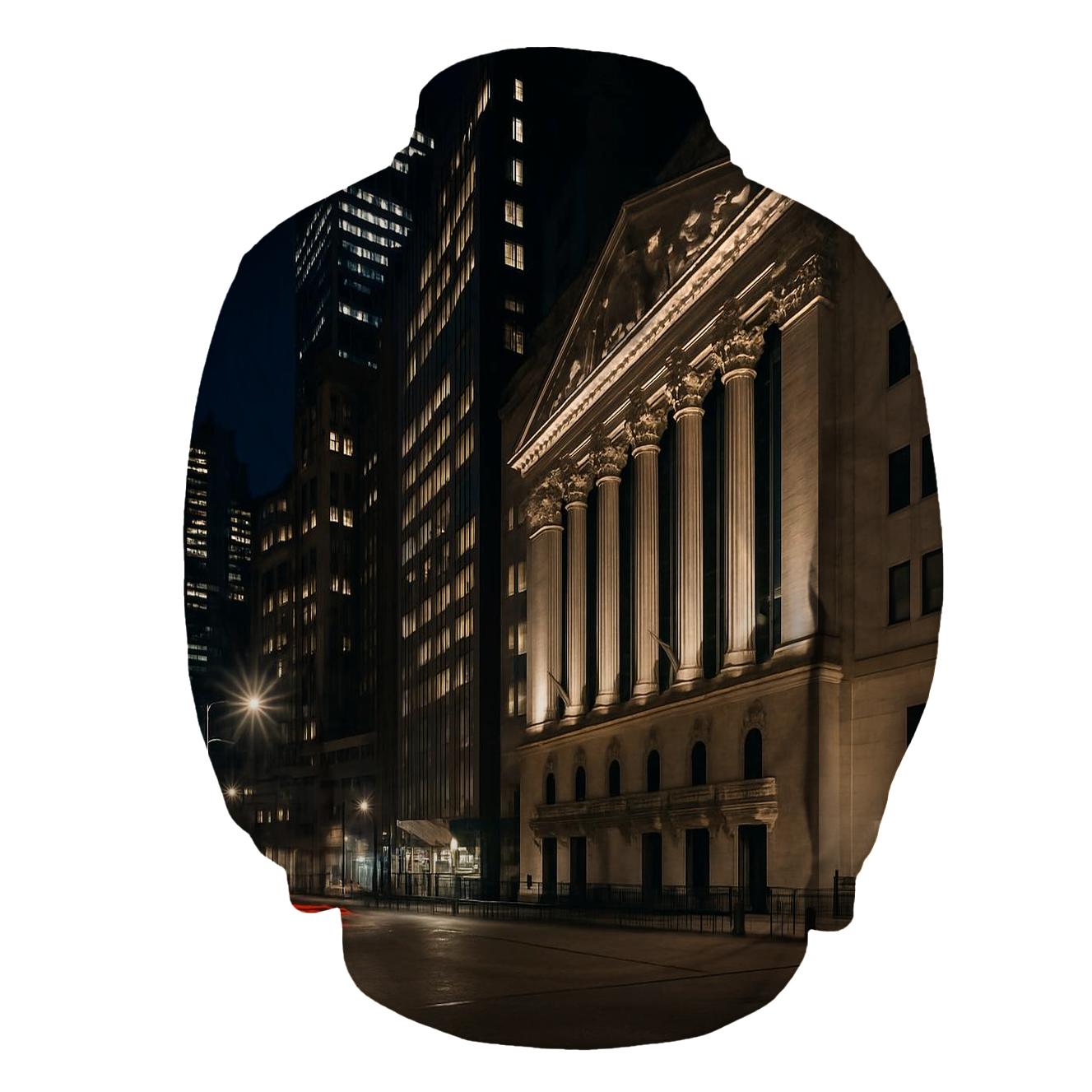 Midnight Architectural Study Of Financial District lightweight hoodies