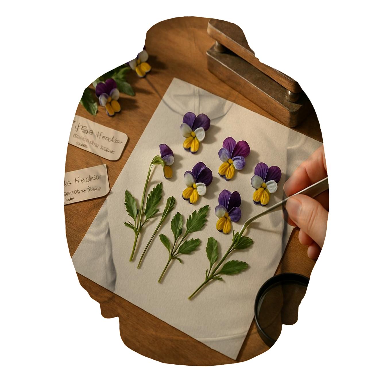 Herbarium Violet Pressing Scene lightweight hoodies