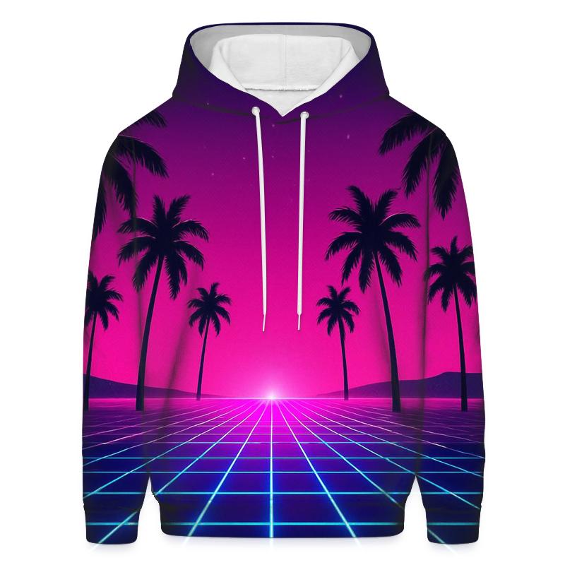 Neon Grid Lines embroidered hoodies