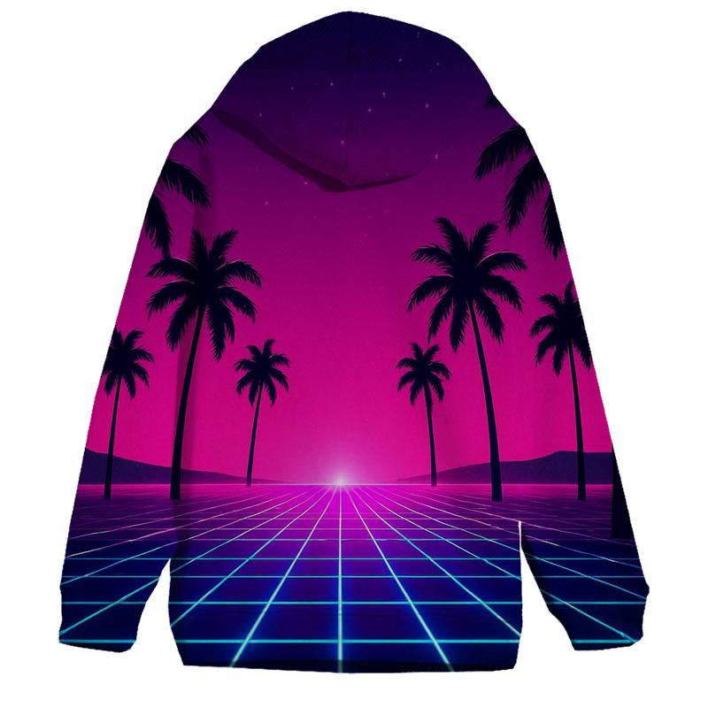 Neon Grid Lines embroidered hoodies