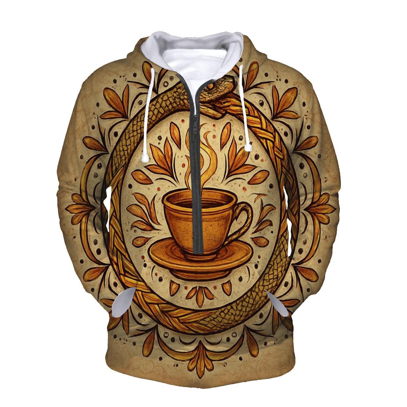 Saffron Ouroboros Mandala designer hoodies