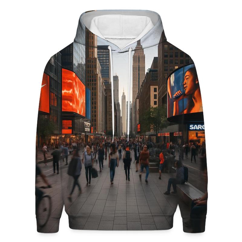 Rush Hour Pedestrian Plaza Panorama lightweight hoodies