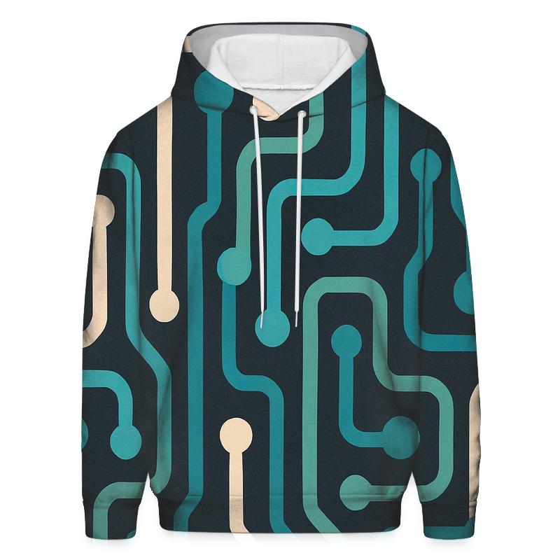 Aqua Retro Tech Lines lightweight hoodies