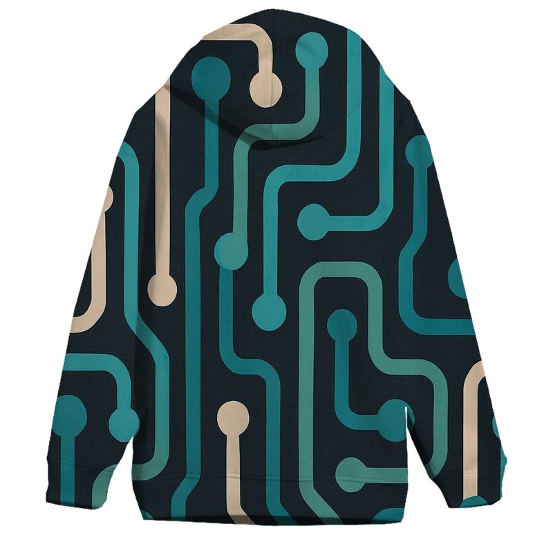 Aqua Retro Tech Lines lightweight hoodies