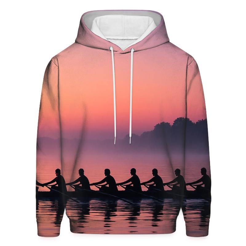 Rowing Sunrise Silhouette printed hoodies