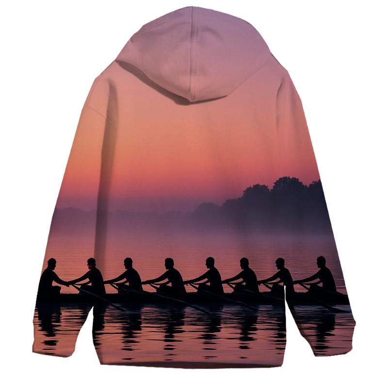 Rowing Sunrise Silhouette printed hoodies