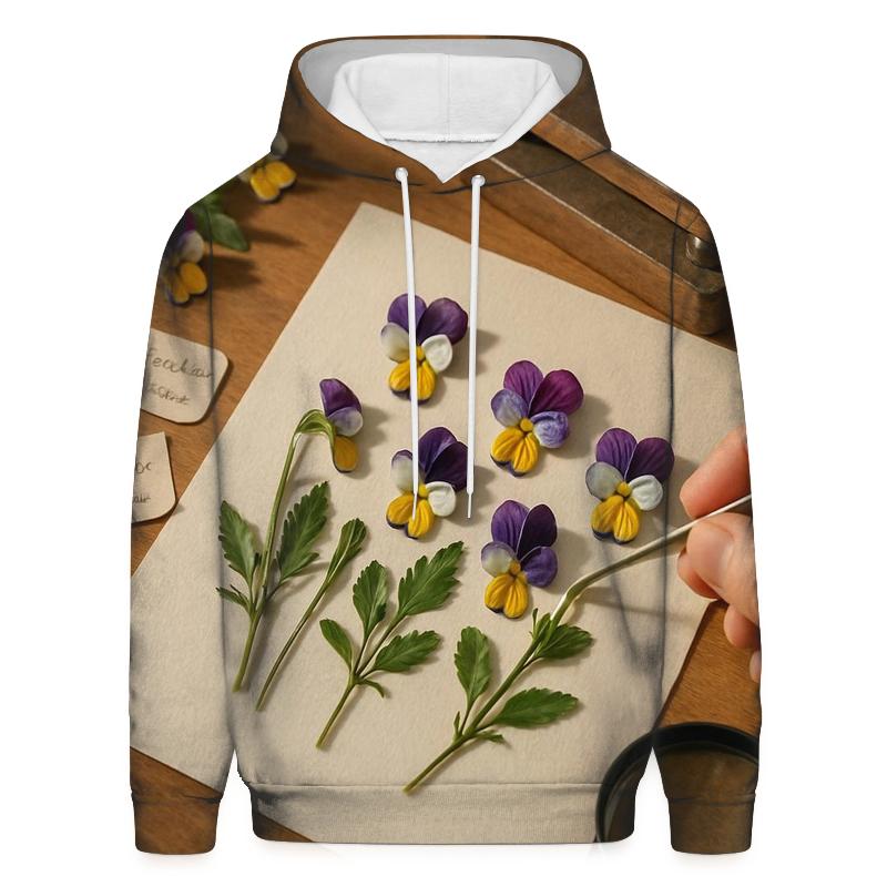 Herbarium Violet Pressing Scene lightweight hoodies