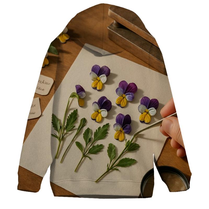 Herbarium Violet Pressing Scene lightweight hoodies