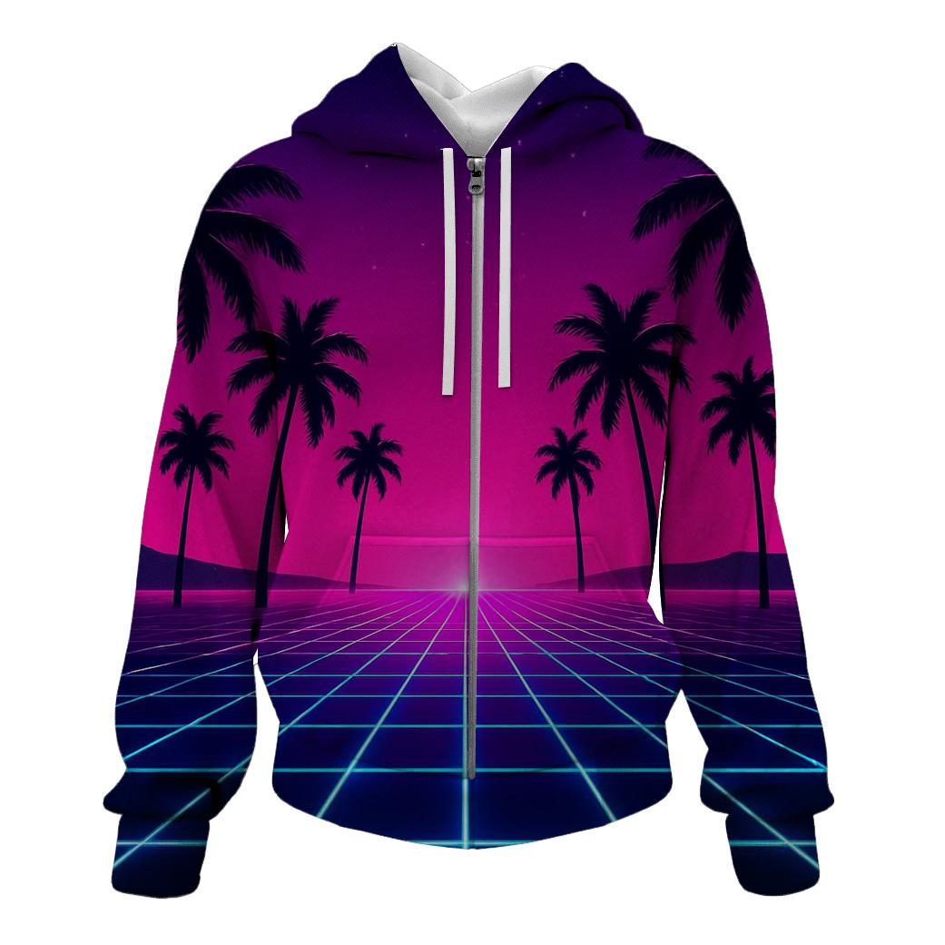 Neon Grid Lines embroidered hoodies