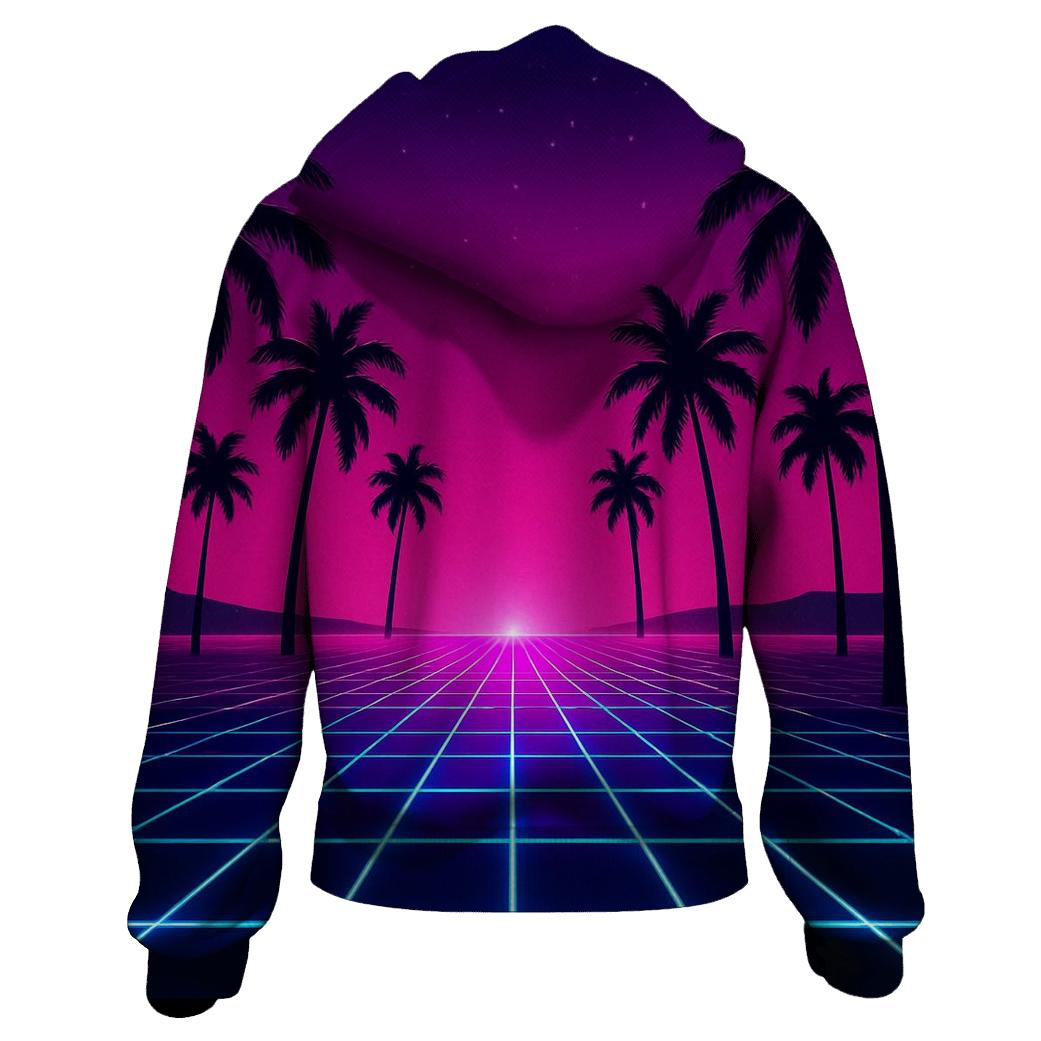 Neon Grid Lines embroidered hoodies