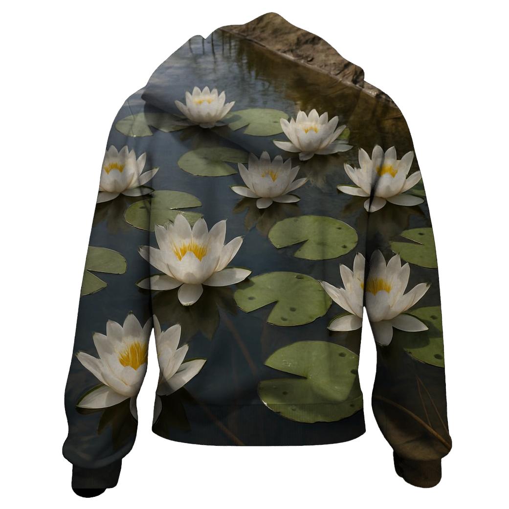 Riverbank Water Lily Survey embroidered hoodies