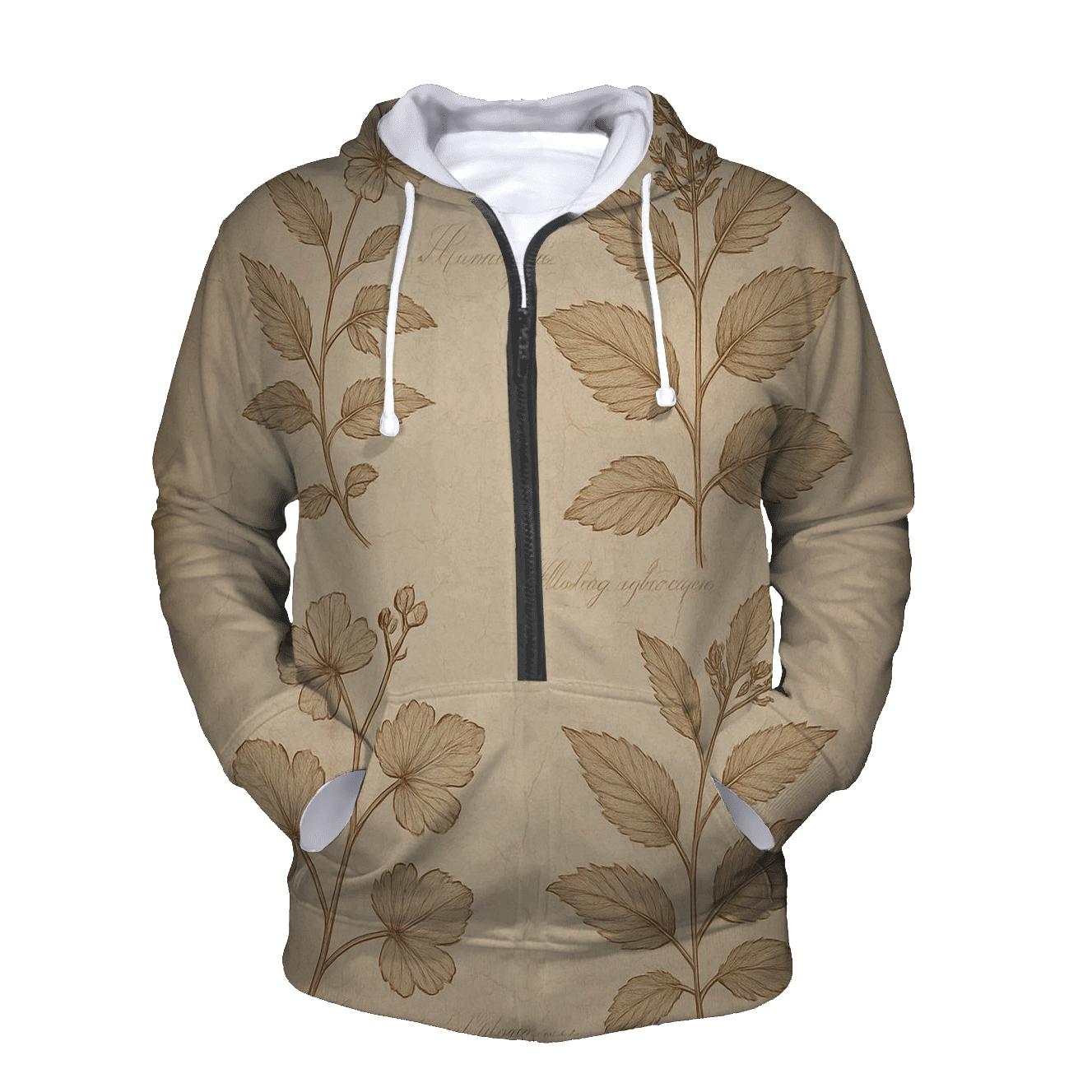 Sepia Botanical Study Sheet embroidered hoodies