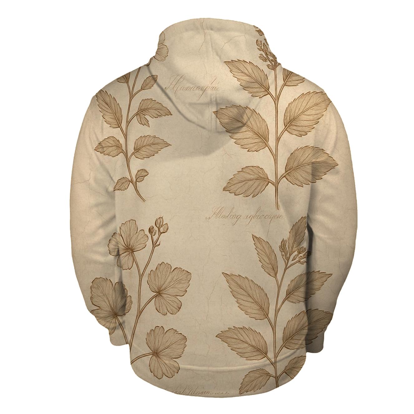 Sepia Botanical Study Sheet embroidered hoodies