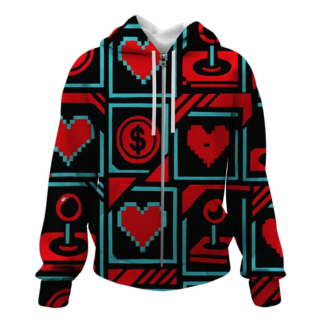 Retro Arcade Blast printed hoodies