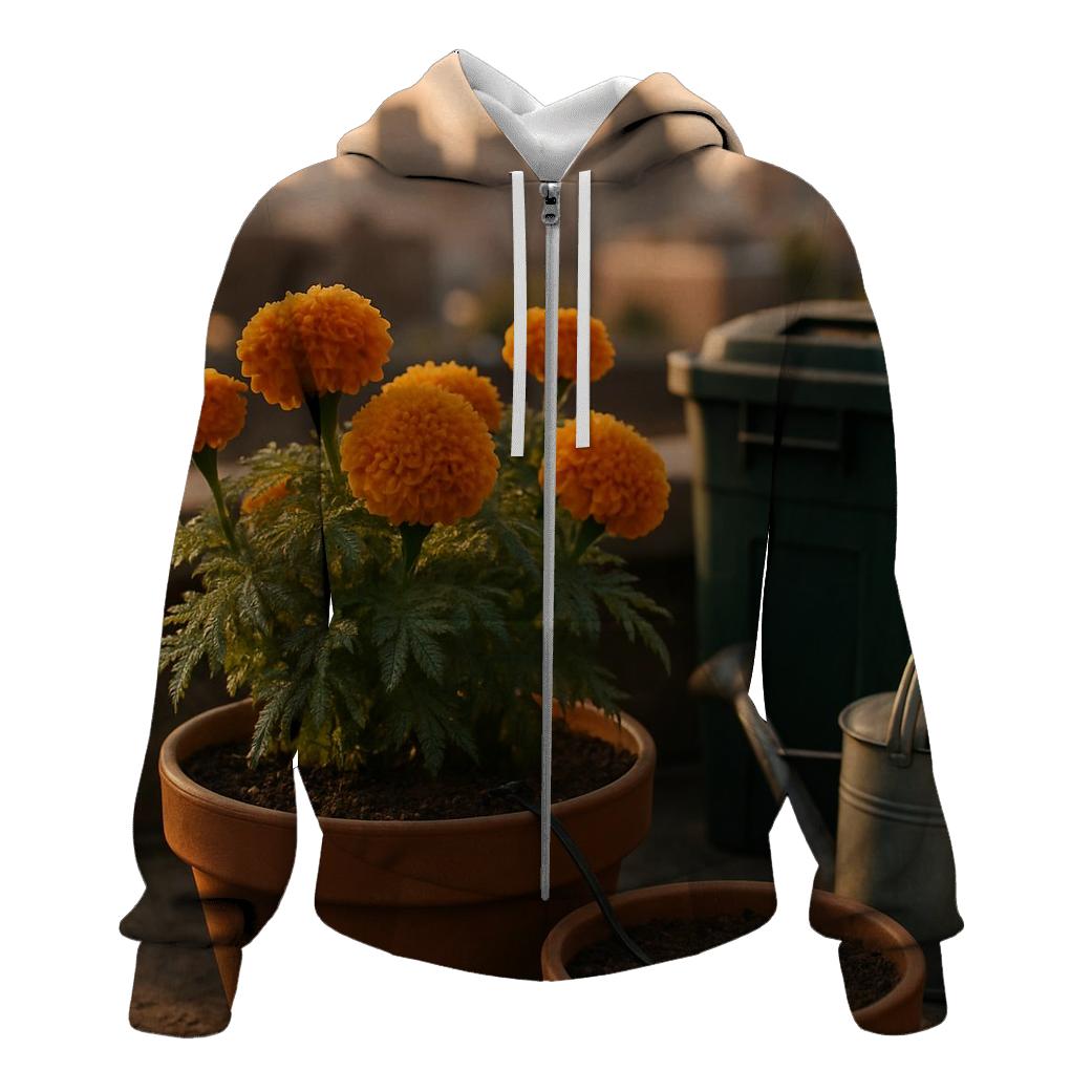 Urban Roof Garden Marigold Patch zip-up hoodies