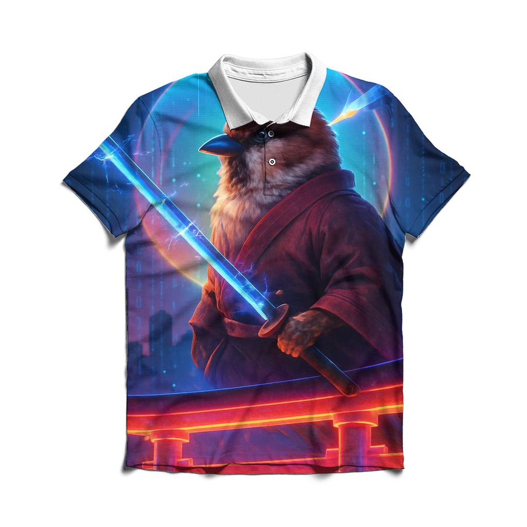 Synthwave Samurai Sparrow classic pique polos
