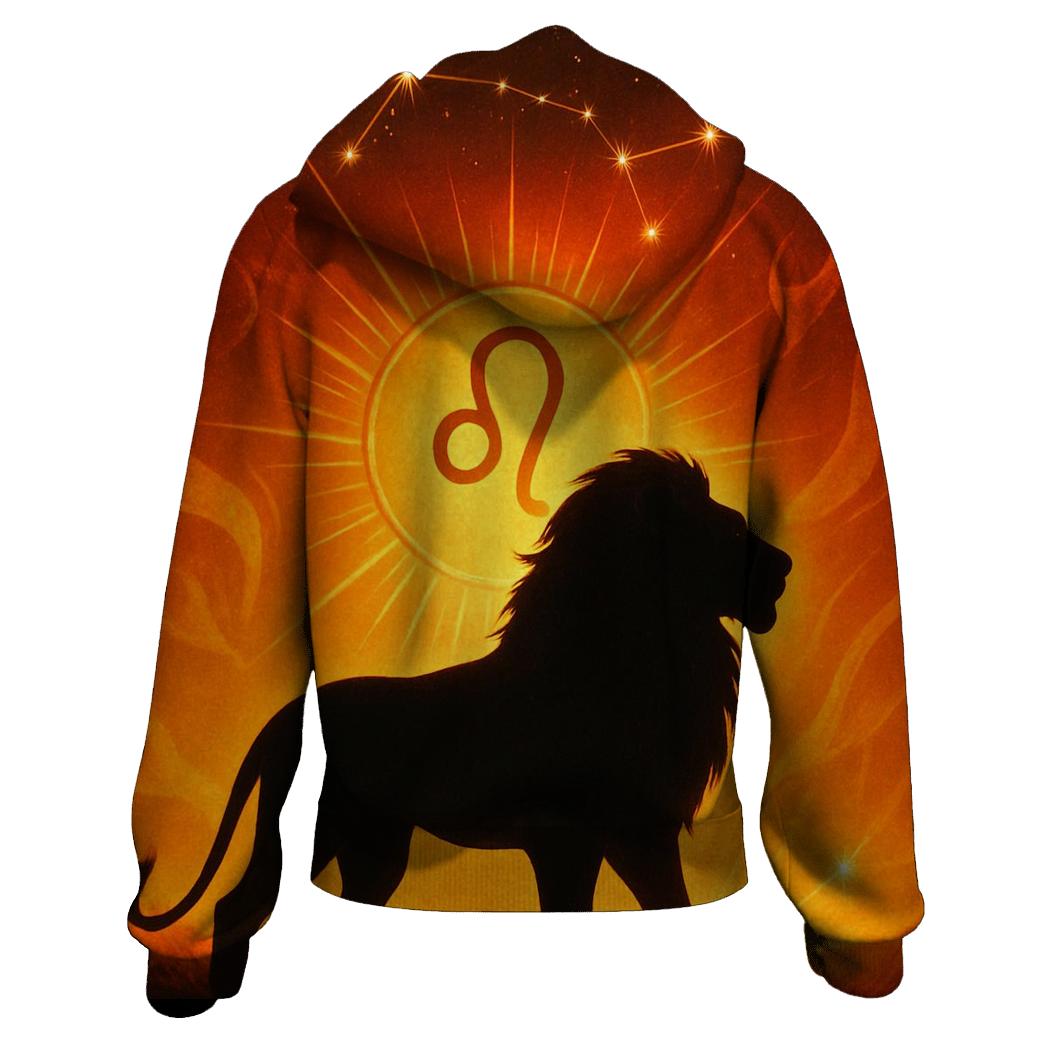 Leo Solar Flare Lion Artwork zip-up hoodies