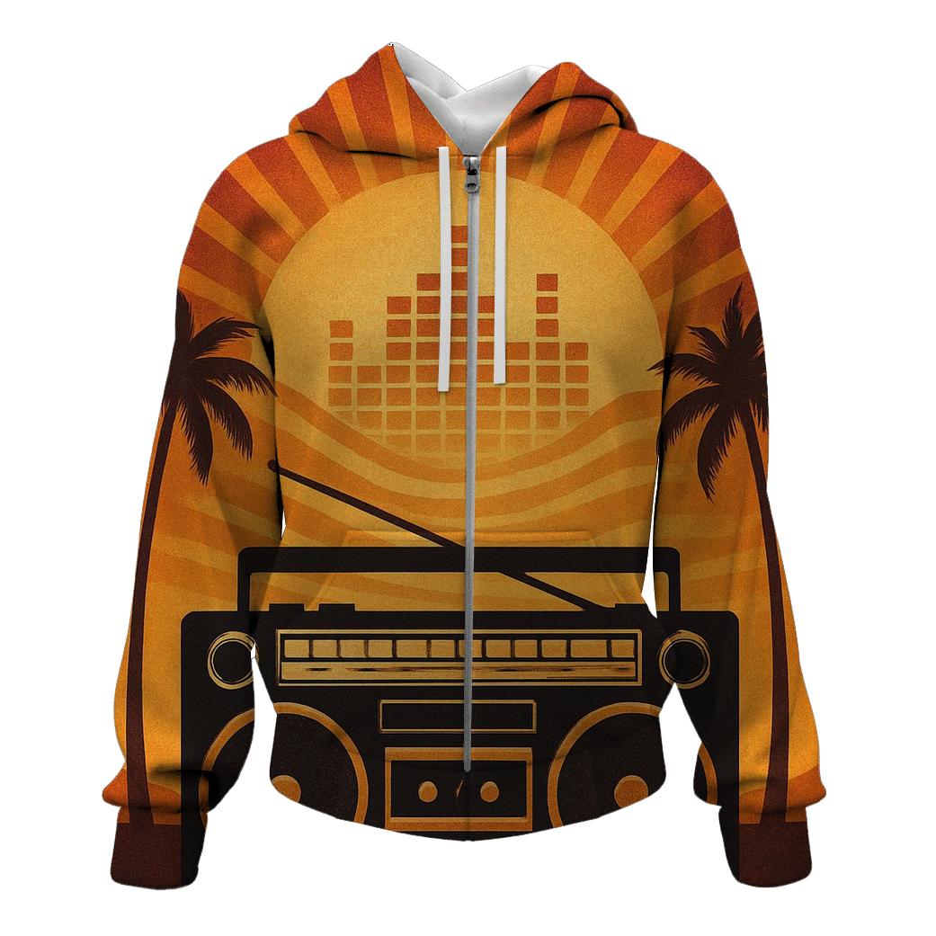 Boombox Sunset Silhouette custom hoodies
