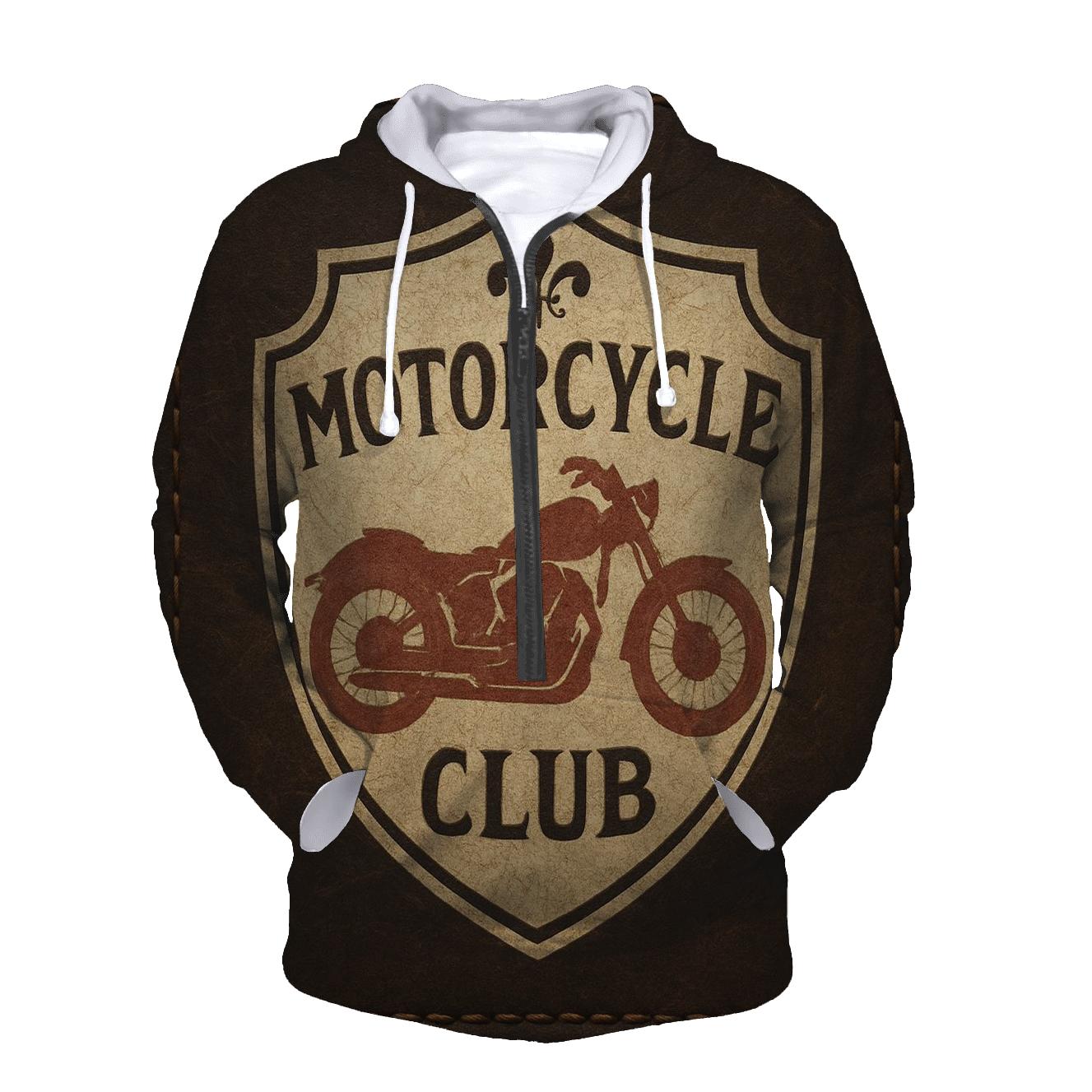 Worn Leather Motorcycle Crest printed hoodies