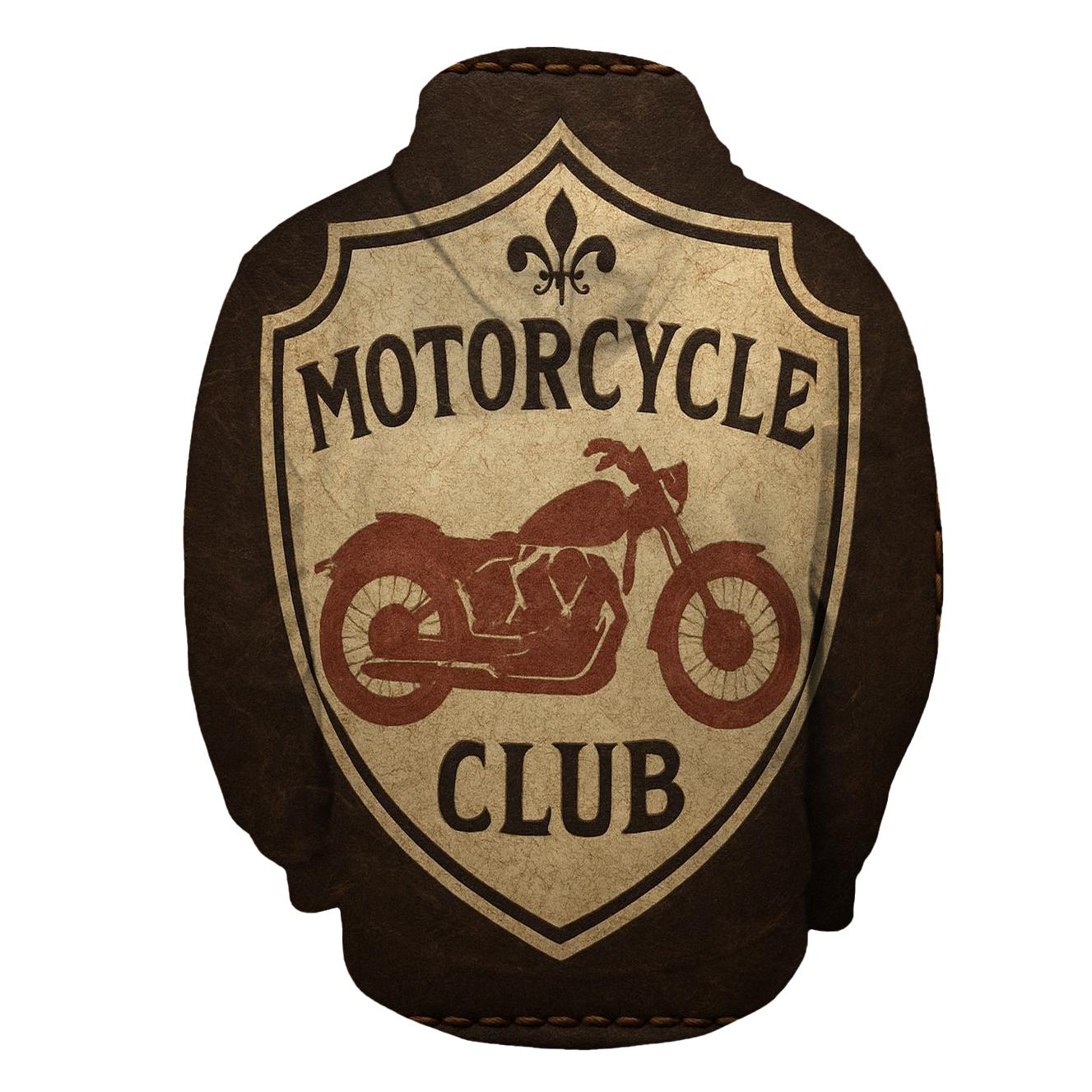 Worn Leather Motorcycle Crest printed hoodies