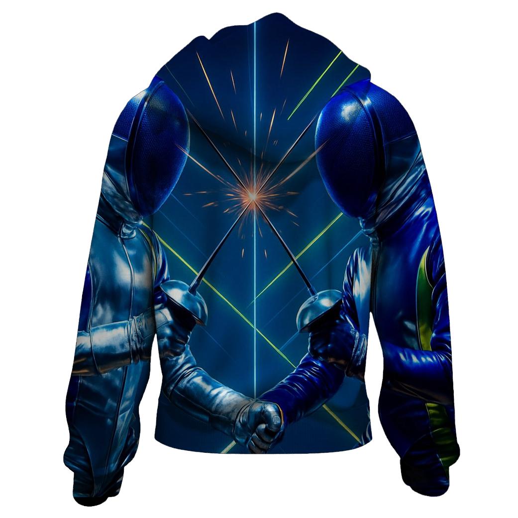 Futuristic Fencing Duel designer hoodies