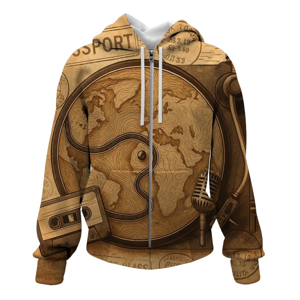 Turntable Map Collage embroidered hoodies